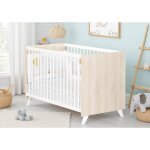 Lit b�b� en bois - scandi blanc / beige