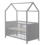 Lit bb cabane volutif en bois fsc - lit bb convertible en lit junior taupe - gris