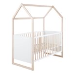 Lit bébé cabane Évolutif - lit convertible en lit junior bois naturel - blanc Lit bébé cabane Évolutif - lit convertible en lit junior bois naturel - blanc