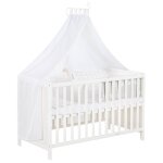 Lit bb cododo 2en1 avec literie complte sterne grau blanc / toiles grises