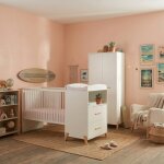 Lit b�b� combin� evolutif en bois - joy blanc / marron