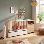 Lit bb combin volutif en dcor bois avec commode  langer 1 porte - up marron