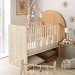 Lit b�b� �volutif 120x60 en 90x190 - t�te de lit arche - arche caramel / marron