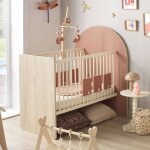 Lit b�b� �volutif 120x60 en 90x190 - t�te de lit arche - arche rouge / marron