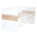 Lit bb volutif 2en1  hauteur rglable lion blanc / chne artisan