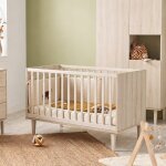Lit b�b� �volutif 70x140 sur pieds - little big bed en bois d�cor h�tre cendr� - opaline beige