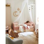 Lit b�b� �volutif 70x140cm avec tiroir de rangement en cannage poesie rose nude