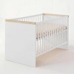 Lit b�b� �volutif 'jimmy' 70 � 140 - r�glable en hauteur et transformable en lit junior blanc