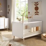 Lit bébé Évolutif - little big bed sur pieds bois - paloma blanc / marron Lit bébé Évolutif - little big bed sur pieds bois - paloma blanc / marron