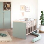 Lit b�b� �volutif selva vert sauge - noyer de virginie