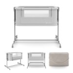 Lit b�b� nestee grow 2 3 en 1 r�glable avec extension matelas, lit �volutif, transport facile gris clair ...
