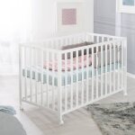 Lit b�b� pliant sur roulettes � frein fold up blanc