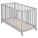 Lit bb pliant sur roulettes  frein fold up gris taupe