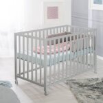 Lit b�b� pliant sur roulettes � frein fold up gris taupe