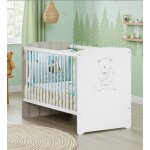 Lit b�b� s�rigraphi� taupe en bois - teddy blanc