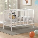 Lit b�b� sommier r�glable en hauteur h�tre massif naturel paola blanc