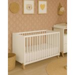 Lit bb sur pieds en bois - joy blanc / marron