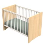 Lit bébé avec têtes de lit arrondies en bois décor chêne miel - vanille beige Lit bébé avec têtes de lit arrondies en bois décor chêne miel - vanille beige