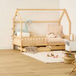 Lit cabane enfant 2 tiroirs - bosco beige