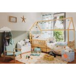 Lit cabane enfant 2 tiroirs - bosco beige