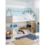 Lit cabane mi - hauteur blanc / bois