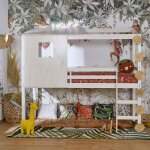 Lit cabane mi - hauteur bois massif alma blanc