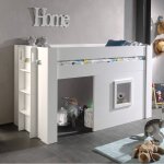 Lit cabane mi - hauteur imitation bois henrik blanc