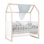 Lit cabane noah 70 x 140 cm �volutif blanc - ch�ne tristan