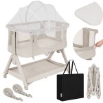 Lit cododo 2en1 luna evo avec pliage easyfold, matelas t25 et r�glage sur 5 hauteurs beige sand