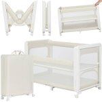 Lit cododo 5en1 patty pliable avec fonction lit parapluie et parc, matelas haute densit� et 4 roulettes ...
