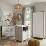 Lit combin� �volutif en bois - scandi blanc / gris