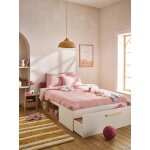 Lit double avec rangement aspen 140x200cm blanc