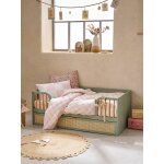 Lit enfant 70x140 cm avec tiroir en cannage ligne poesie vert