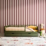 Lit enfant 90 x 190 cm pin naturel avec sommier et tiroirs - elio vert