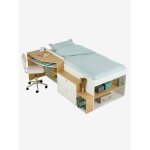 Lit enfant 90x190cm combin avec bureau et rangement teen blanc
