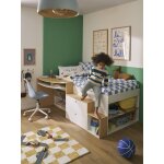 Lit enfant 90x190cm combin avec bureau et rangement teen blanc
