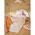 Lit enfant 90x190cm avec rangements + table de chevet r�versible japi blanc