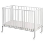 Lit pour enfant � barreaux pliable avec matelas blanc