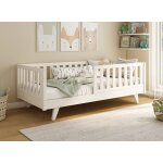 Lit enfant avec barri�re amovible en pin massif blanc