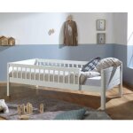 Lit enfant avec barrires bois massif victoria blanc