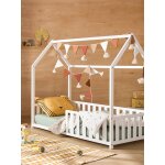 Lit enfant cabane 70x140 cm blanc