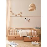 Lit enfant avec grands rangements 70x140 cm cache - r�ves cannelle