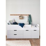 Lit enfant mi - hauteur xl avec rangements ligne passe - passe blanc - gris