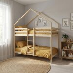 Lit enfant superpos� cabane 90 x 190 cm pin naturel sommier � lattes inclus - roya naturel
