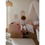 Lit enfant surlev avec rangements cannage ligne posie rose nude