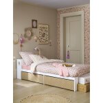 Lit enfant avec tiroirs + rangement bibliothque chevron blanc
