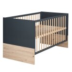 Lit �volutif en bois massif convertible en lit junior lenn anthracite / ch�ne artisan
