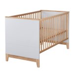 Lit volutif en htre massif transformable en lit junior caro gris clair / chne dor