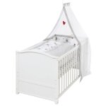 Lit volutif avec matelas et accessoires complets adam et eule blanc / gris