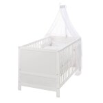 Lit volutif avec matelas et accessoires complets sternenzauber grau blanc / gris